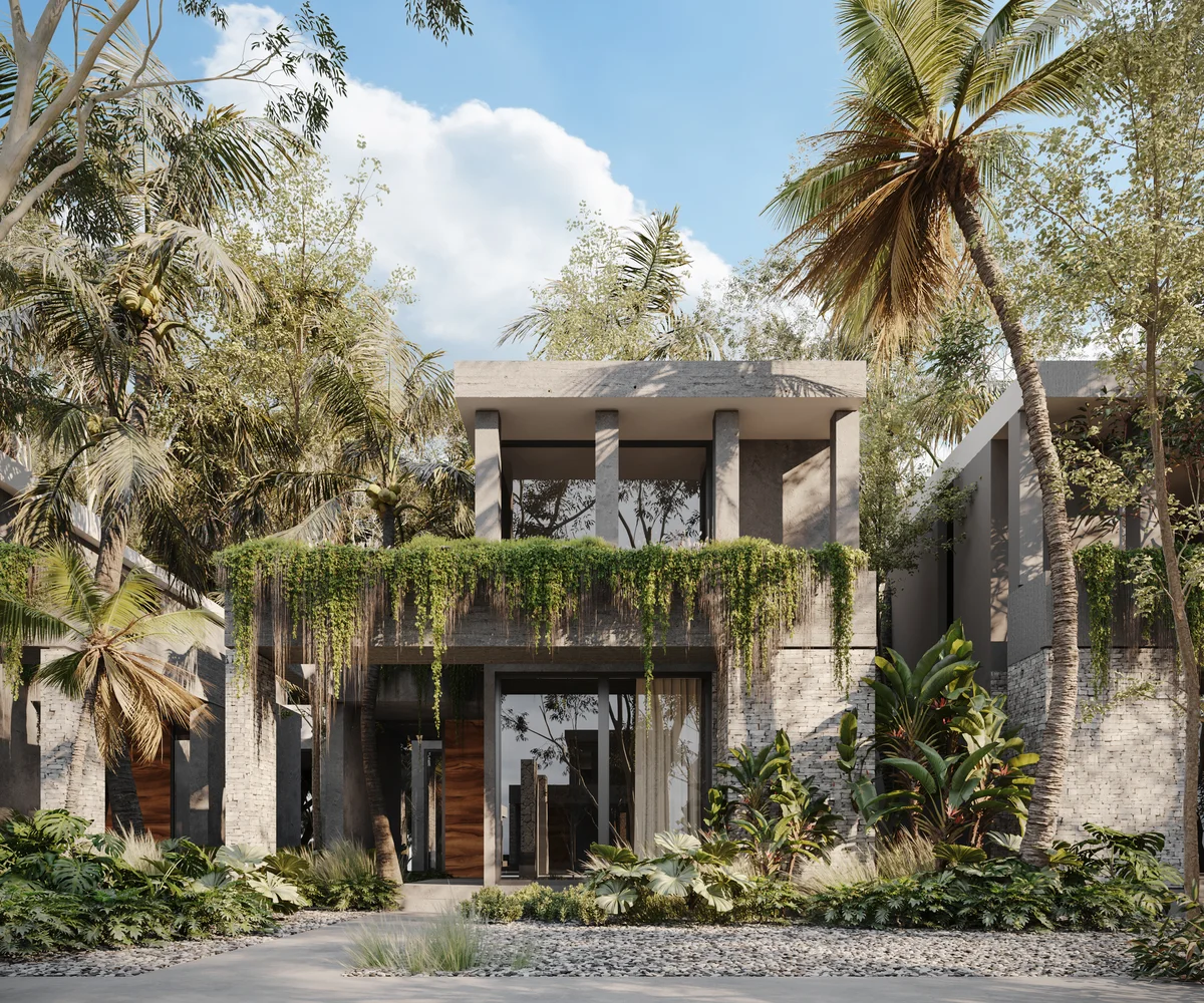 Image of Garden at Distrito Bondia, featuring Modern Architecture, Tropical Landscape.