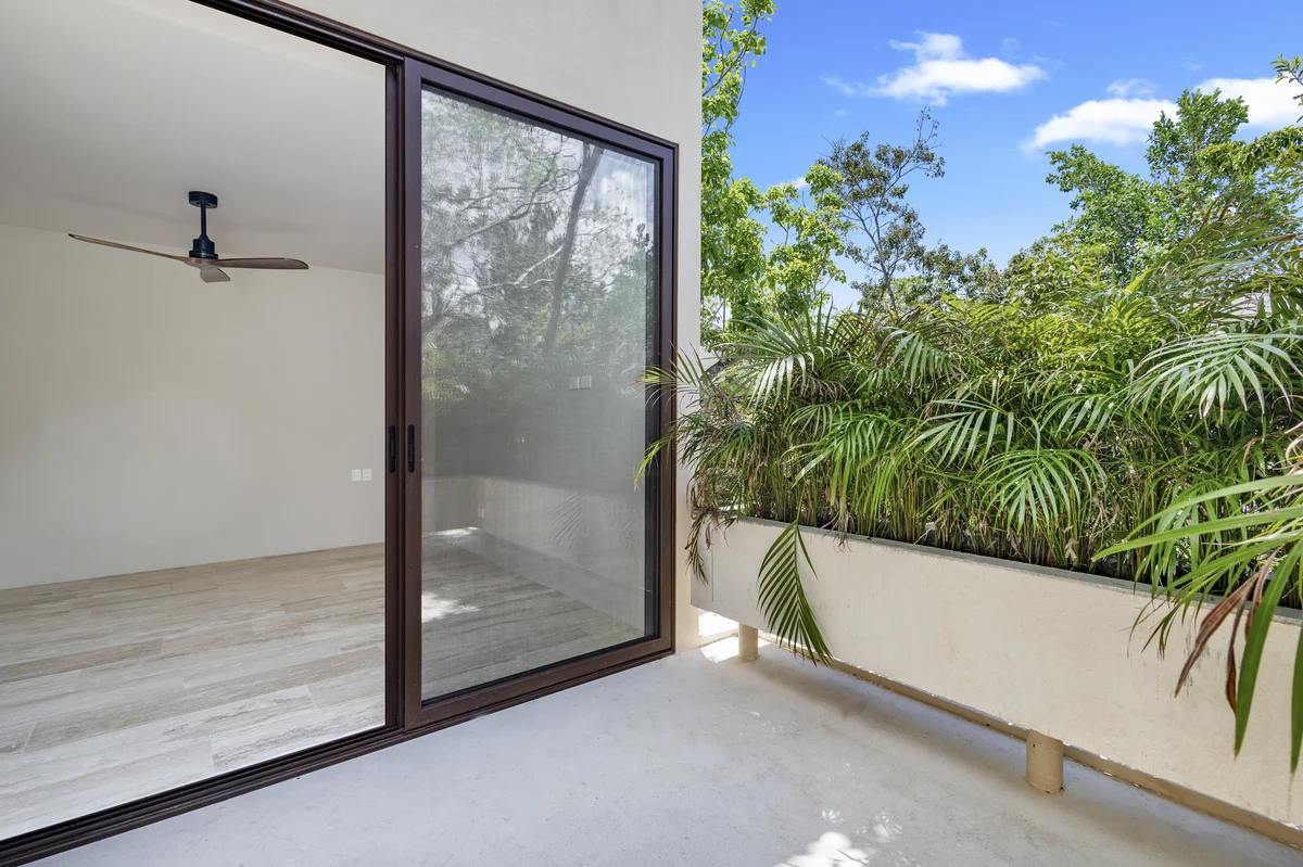 View of Private Balcony at Casa Kaa, showcasing Outdoor Terrace, Lush Greenery.