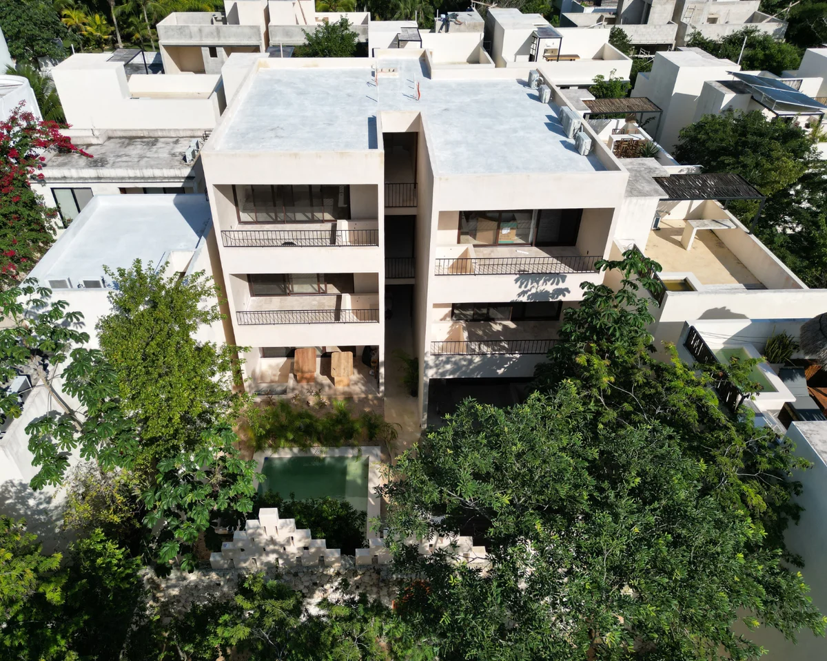 Image of Swimming Pool at Uxmal, featuring Residential Building, Modern Exterior.
