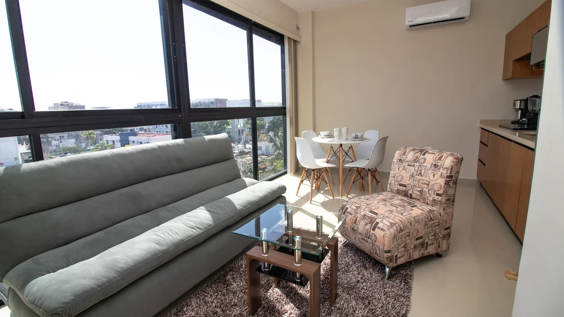 View of Modern Living Room at Torre 25, showcasing Open Concept, Dining Nook.