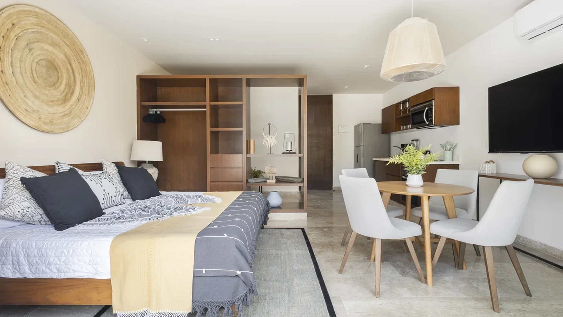 View of Studio Apartment at Peregrina, showcasing Modern Interior, Bedroom.