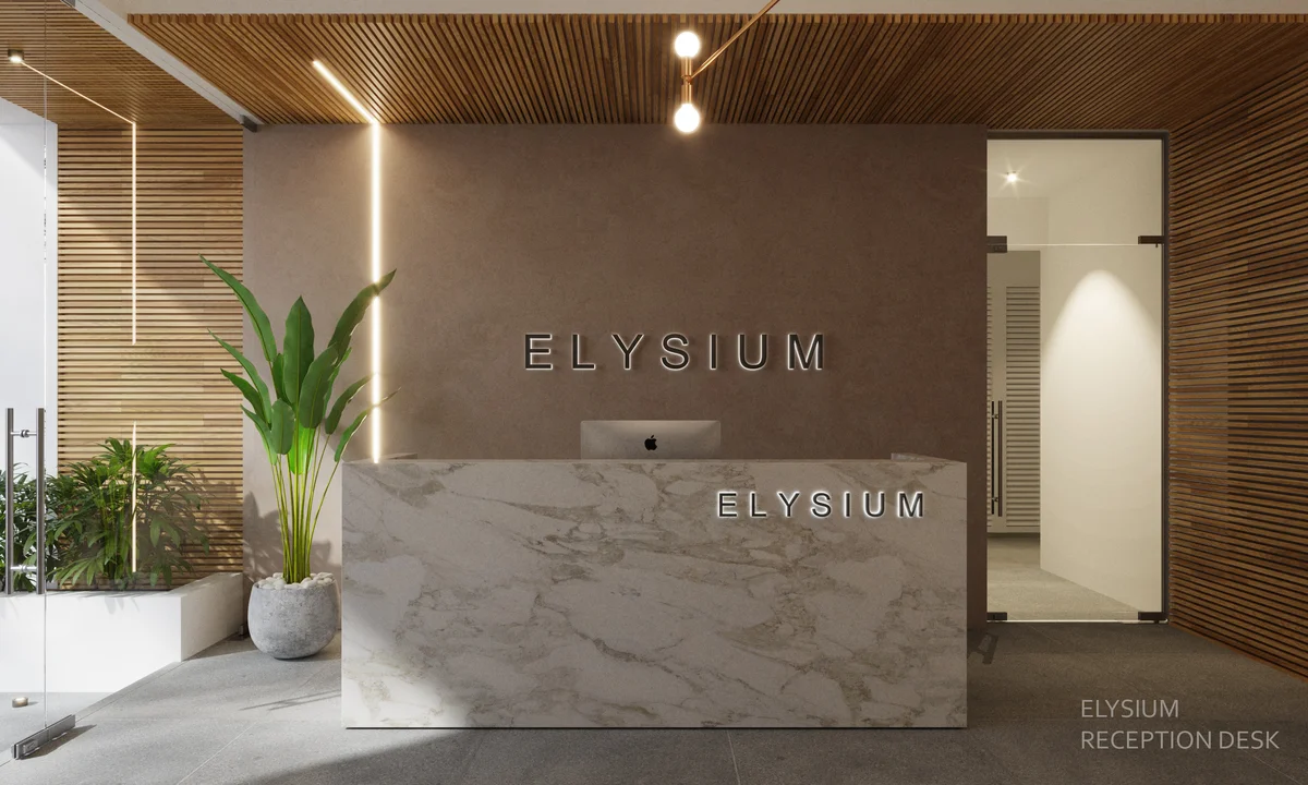 Image of Lobby at Elysium, featuring Modern Lobby, Reception Desk.