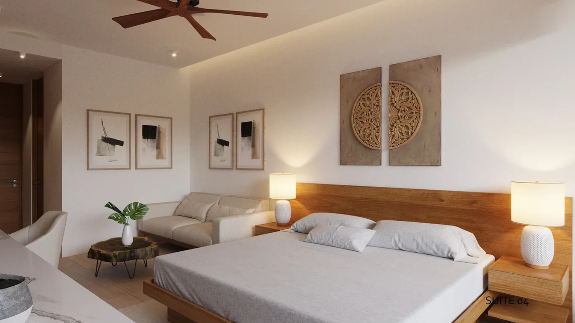 View of Modern Bedroom at Elysium, showcasing Studio Apartment, Contemporary Living.