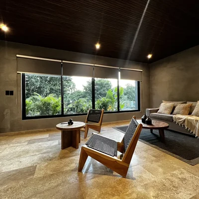 Image of Garden at Punta Playa, featuring Modern Living Room, Stone Tile Flooring.
