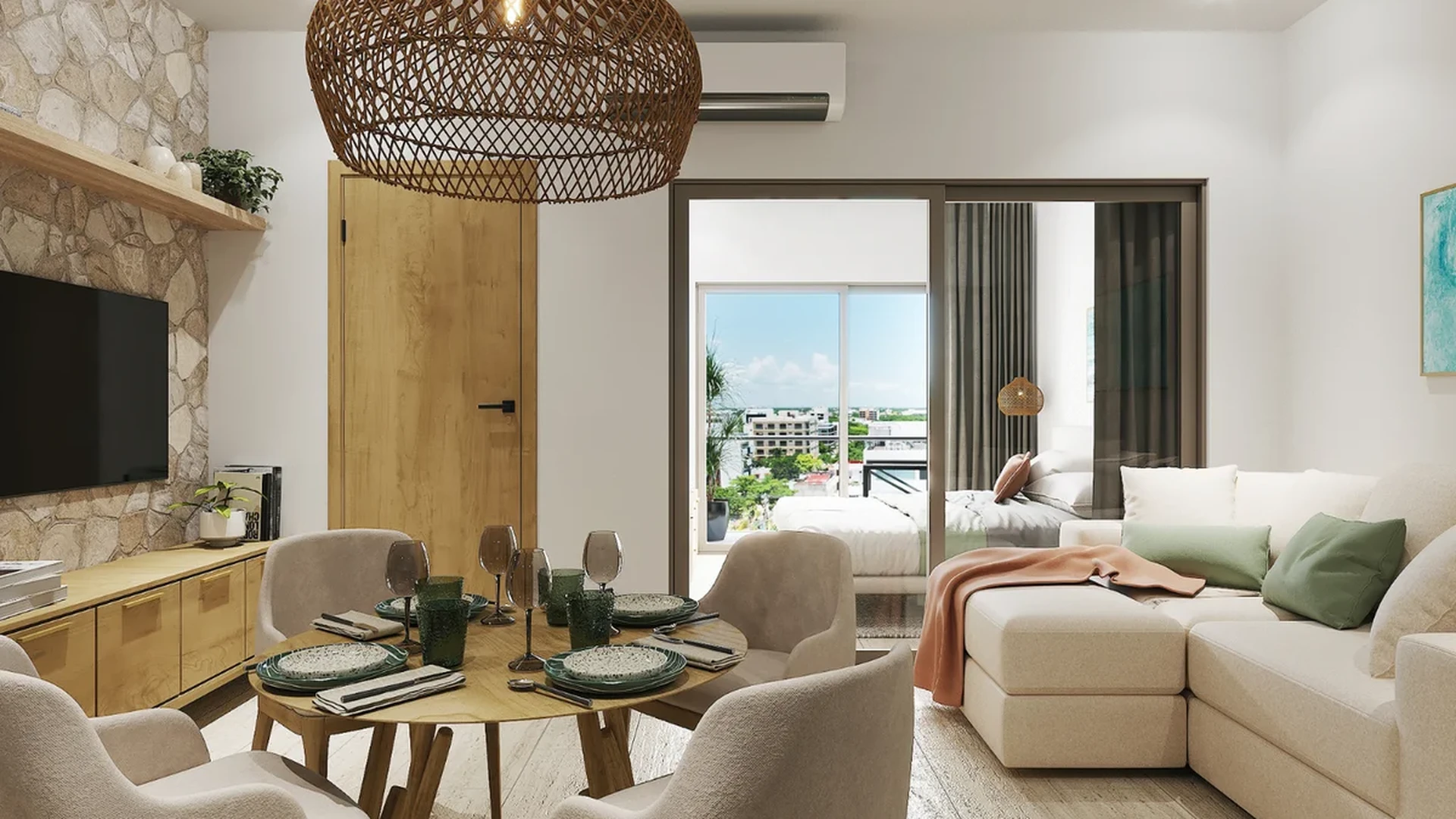 View of Modern Dining Area at Costalina Residences, showcasing Open Concept Living, Stylish Interior Design.