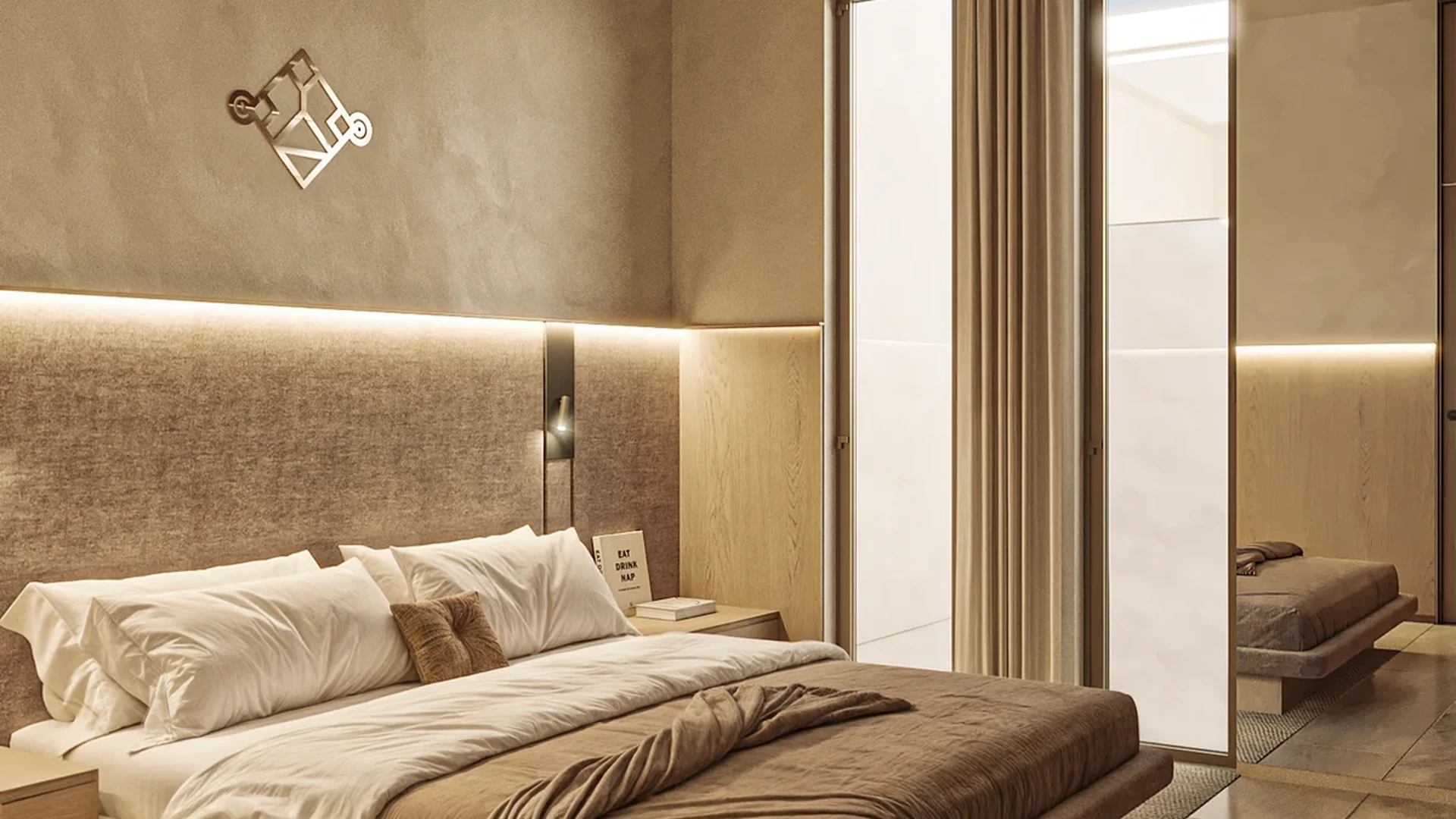 View of Modern Bedroom at Spirit 1978, showcasing Stylish Bedroom, Comfortable Bed.