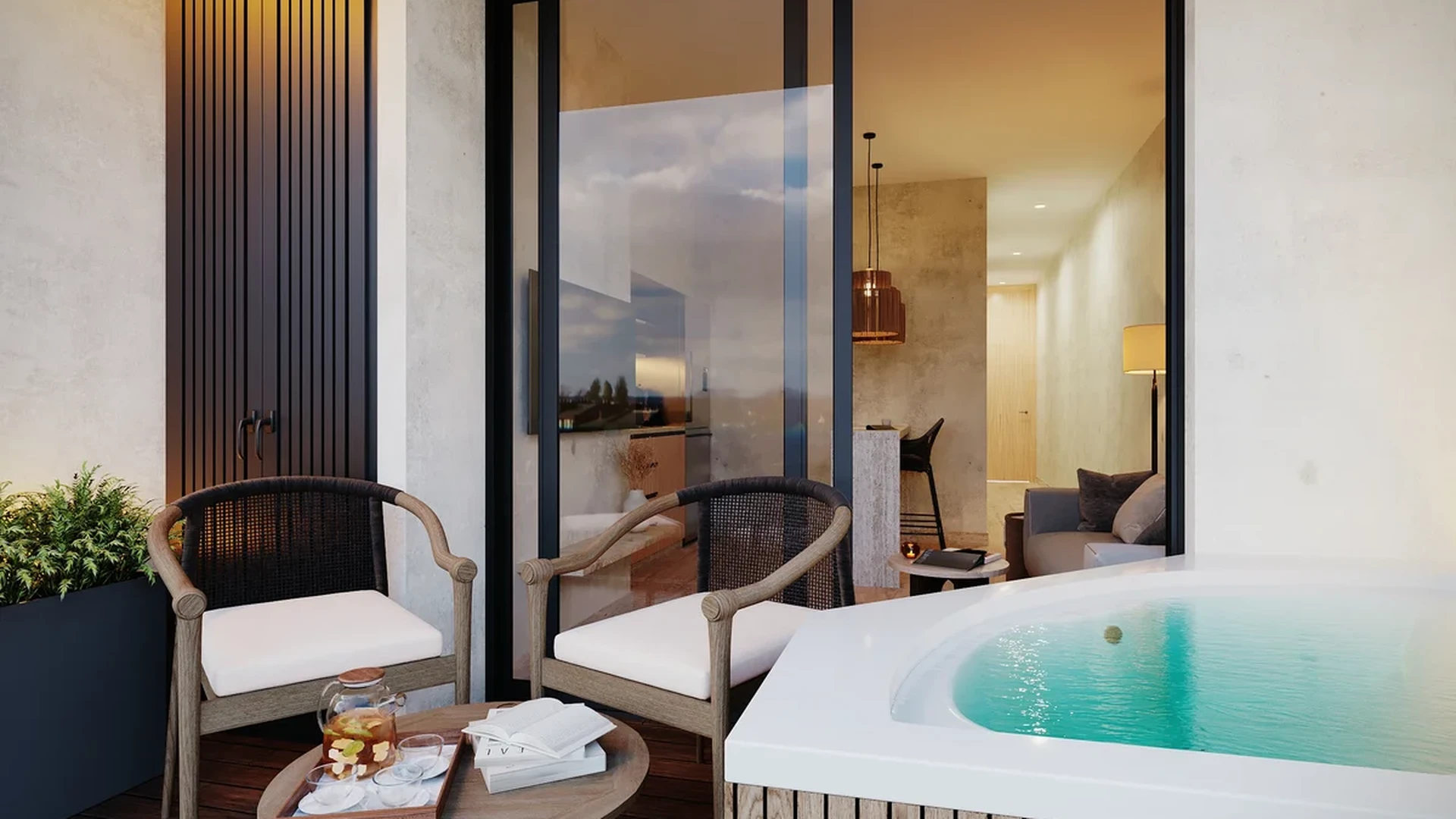 Image of Jacuzzi at Petrus Condos, featuring Private Balcony, Outdoor Living.