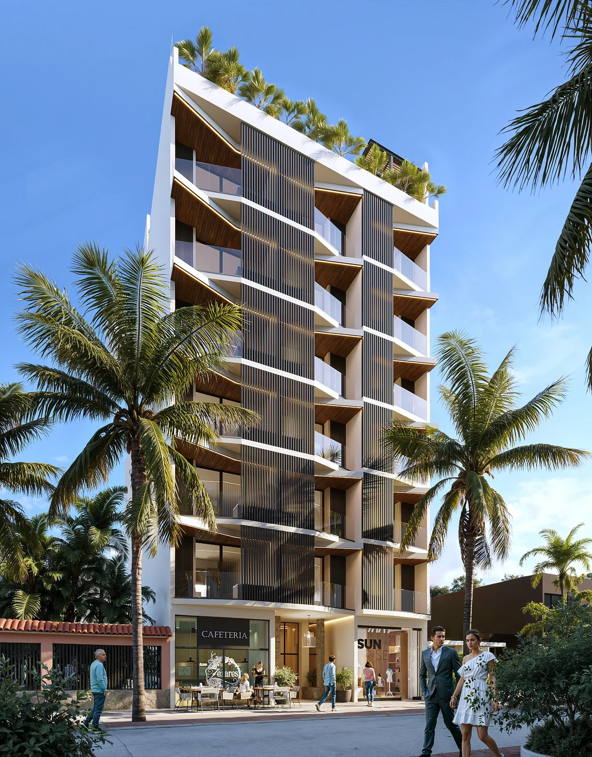 Image of Rooftop Terrace at Petrus Condos, featuring Modern Architecture, Building Facade.