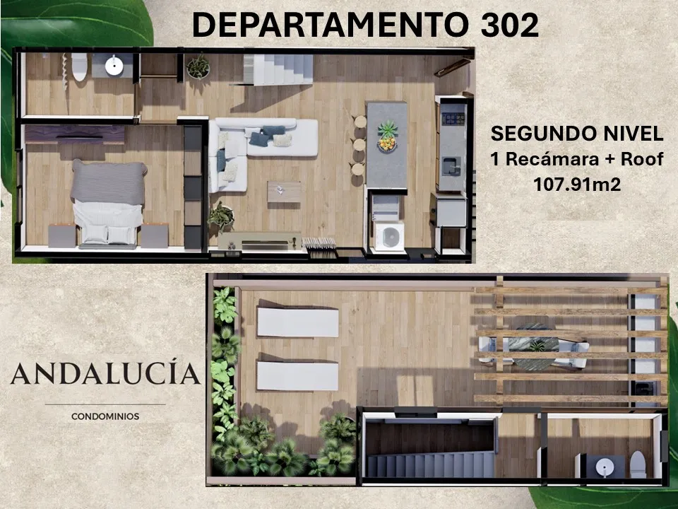 Floor plan of Department 302 showing interior and roof.