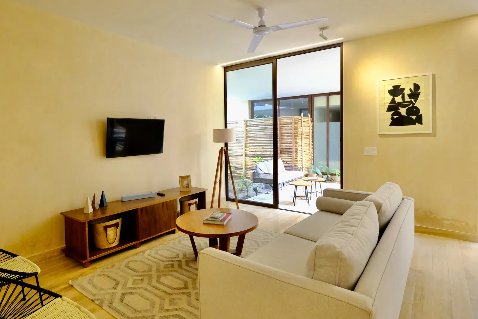 Modern living room with sofa and TV