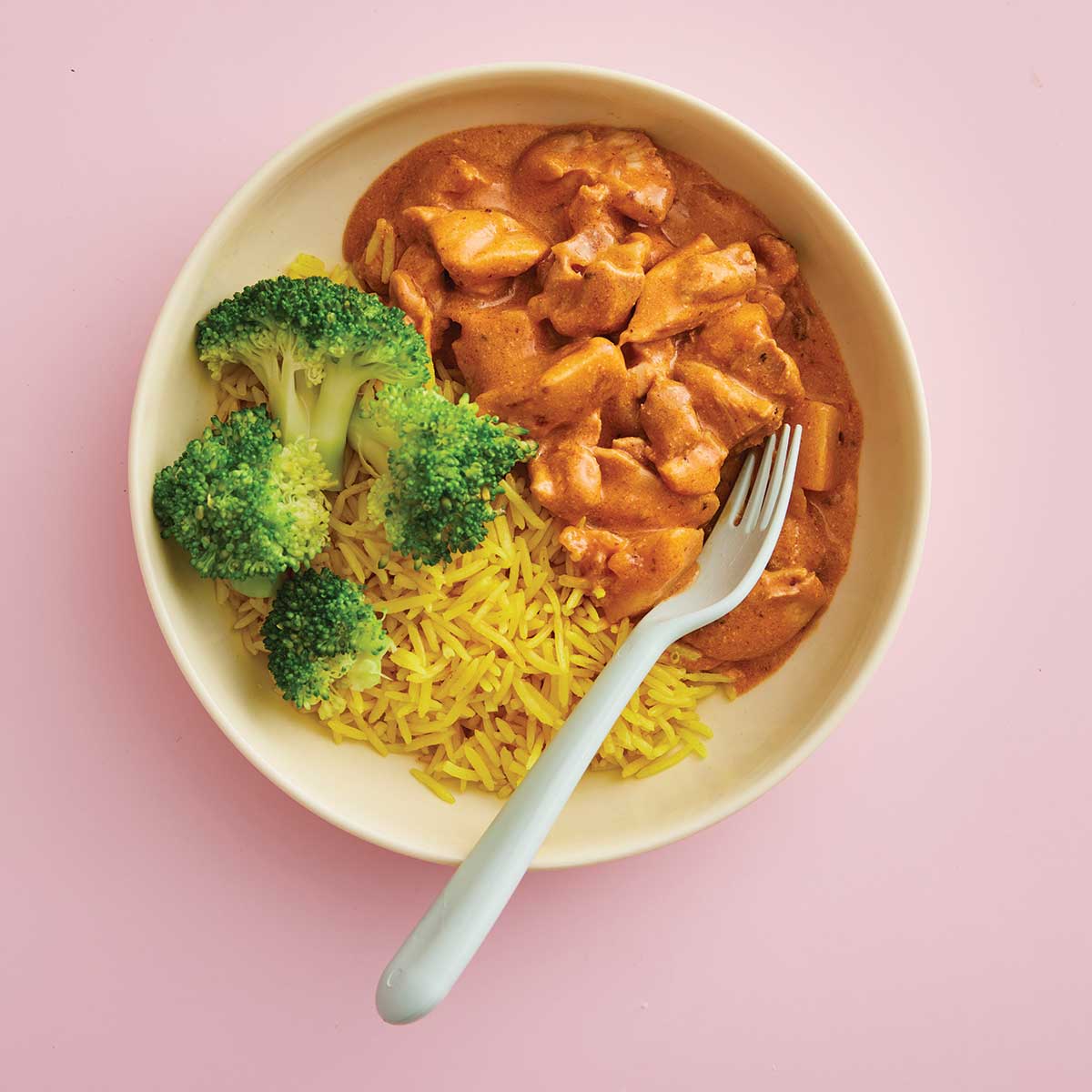 Butter Chicken with Yellow Rice and Broccolini