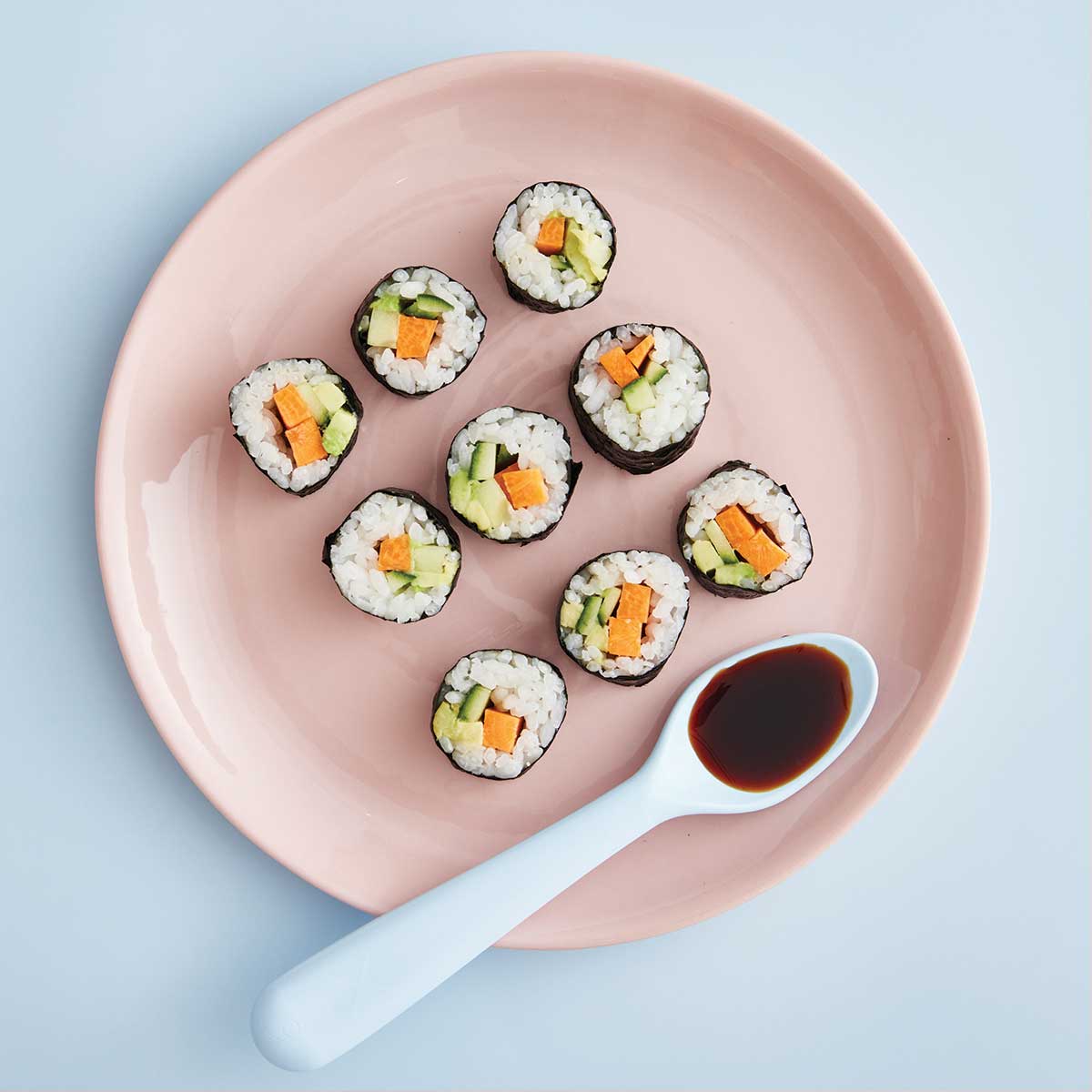 Carrot, Cucumber & Avocado Nori Rolls