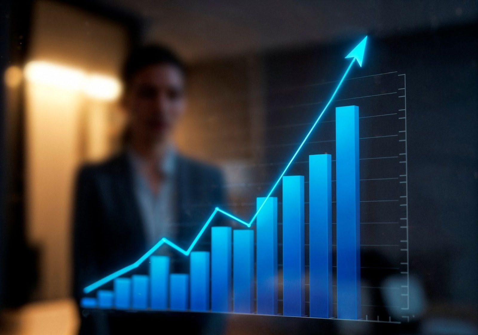 Gráfica crecimiento financiero ascendente azul siguiente paso libertad económica con planificación