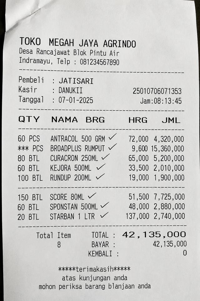 Retailer invoice captured by field agent