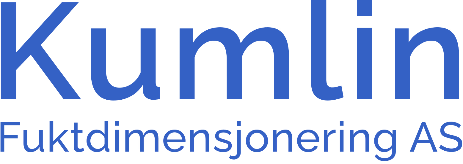 Kumlin Fukt dimensjonering AS logo med blå tekst.