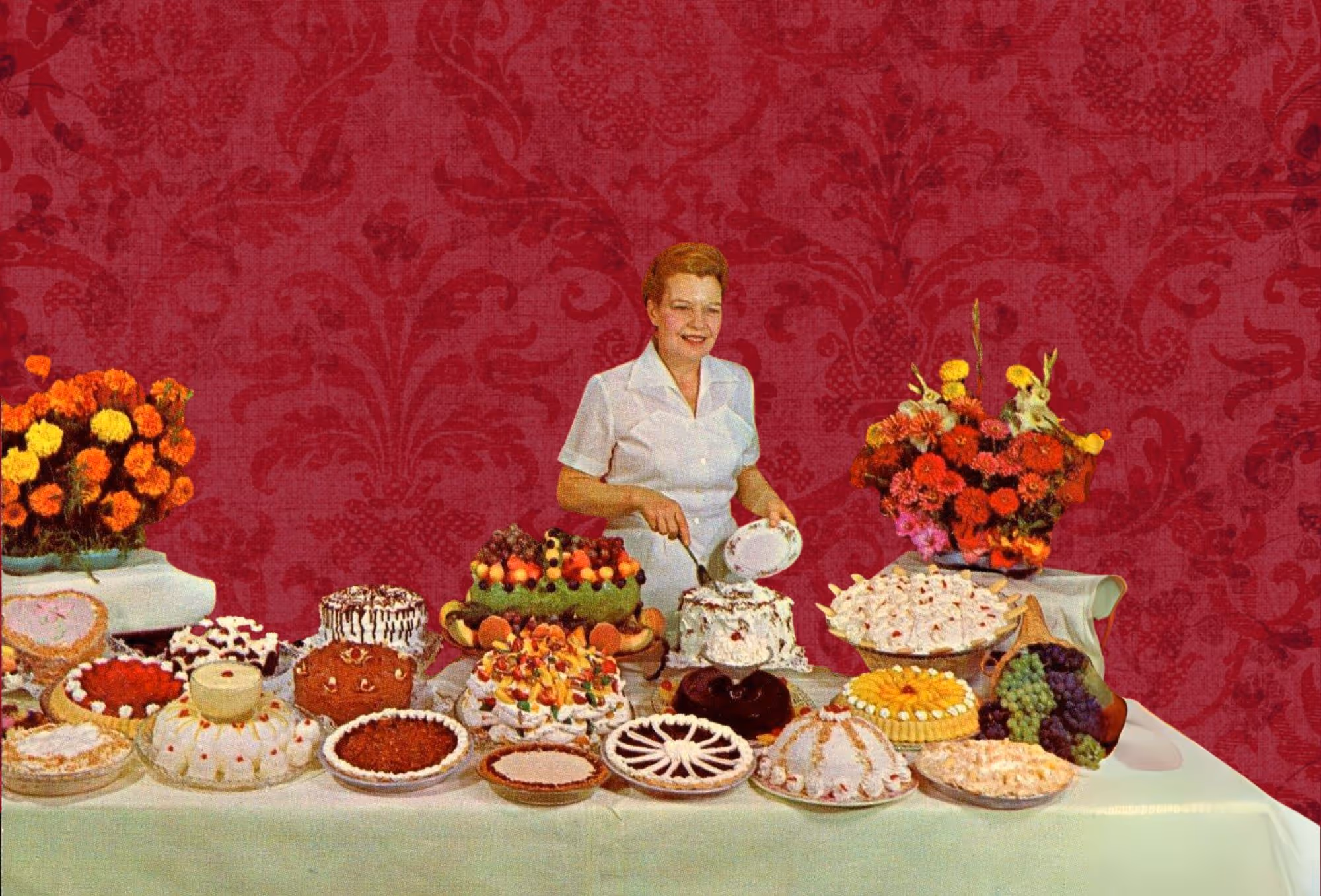 Dame aan een feestelijk buffet