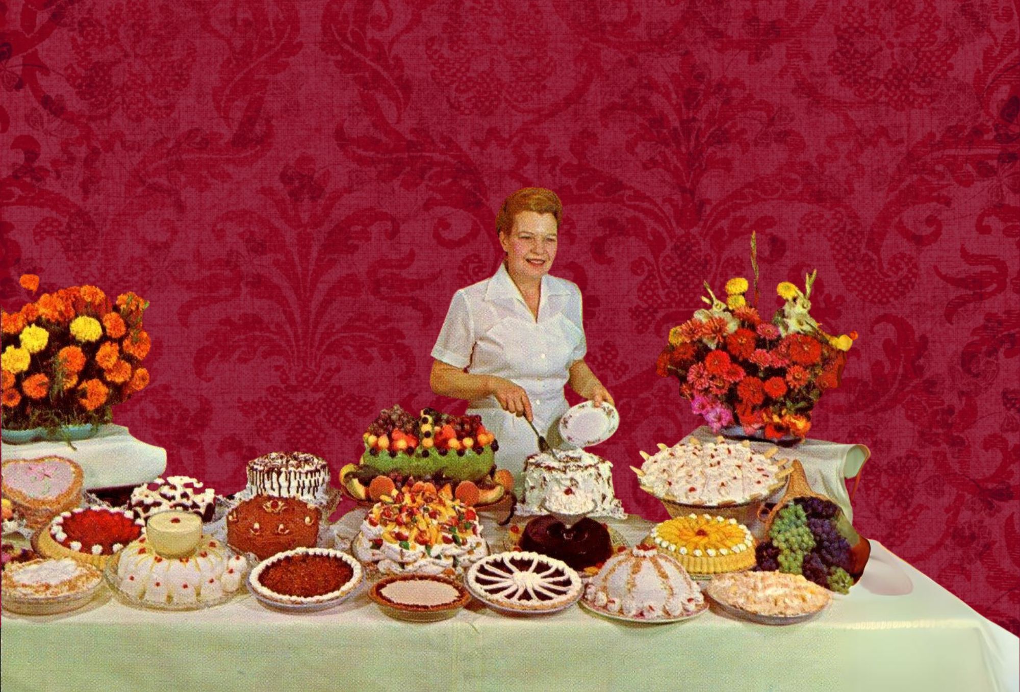 Dame aan een feestelijk buffet