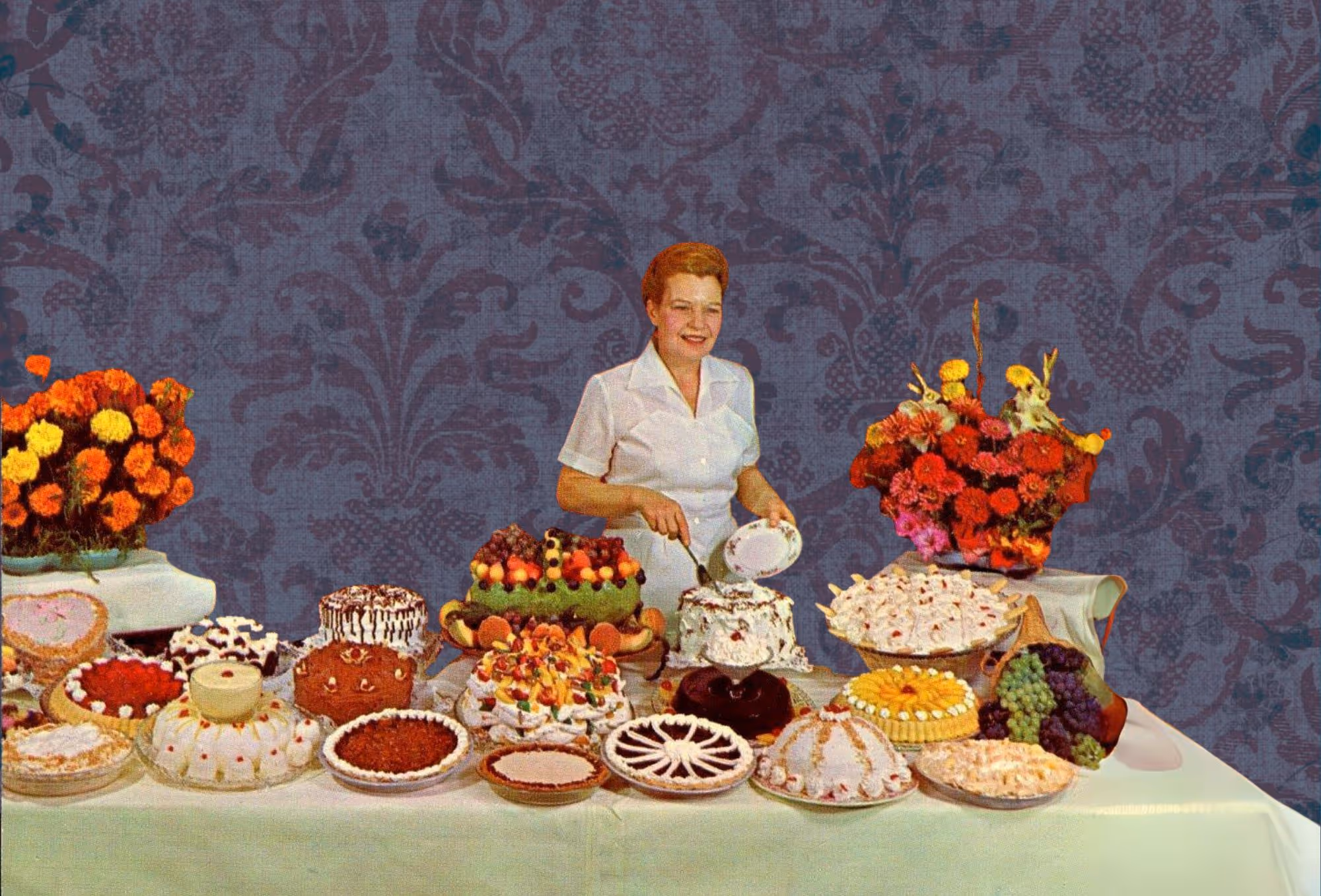 Dame aan een feestelijk buffet