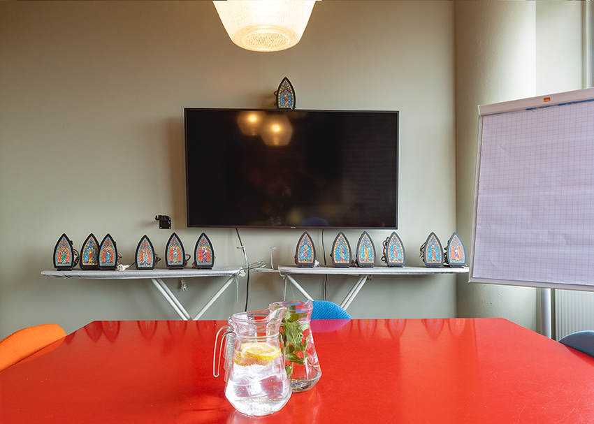 Detail van de nog in aanbouw zijnde Strijk ruimte bij De Groene Afslag.