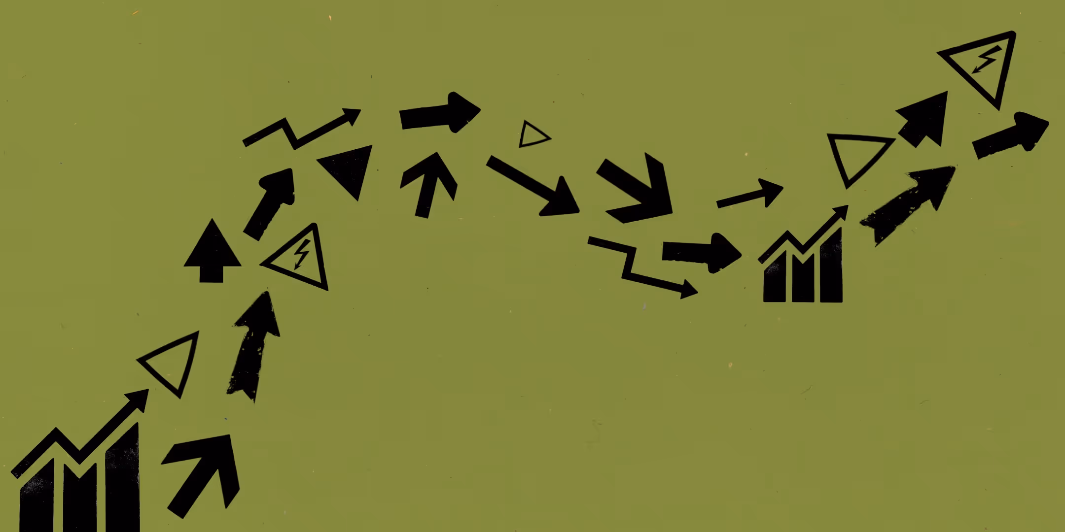 Pijlen die samen een pad vormen op een groene achtergrond