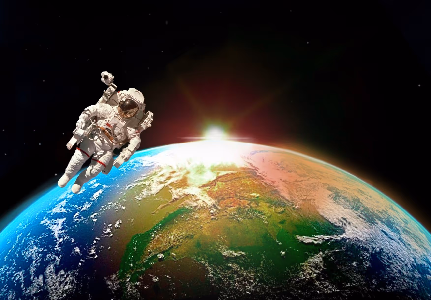 Astronaut in de ruimte tegen de achtergrond van de planeet aarde