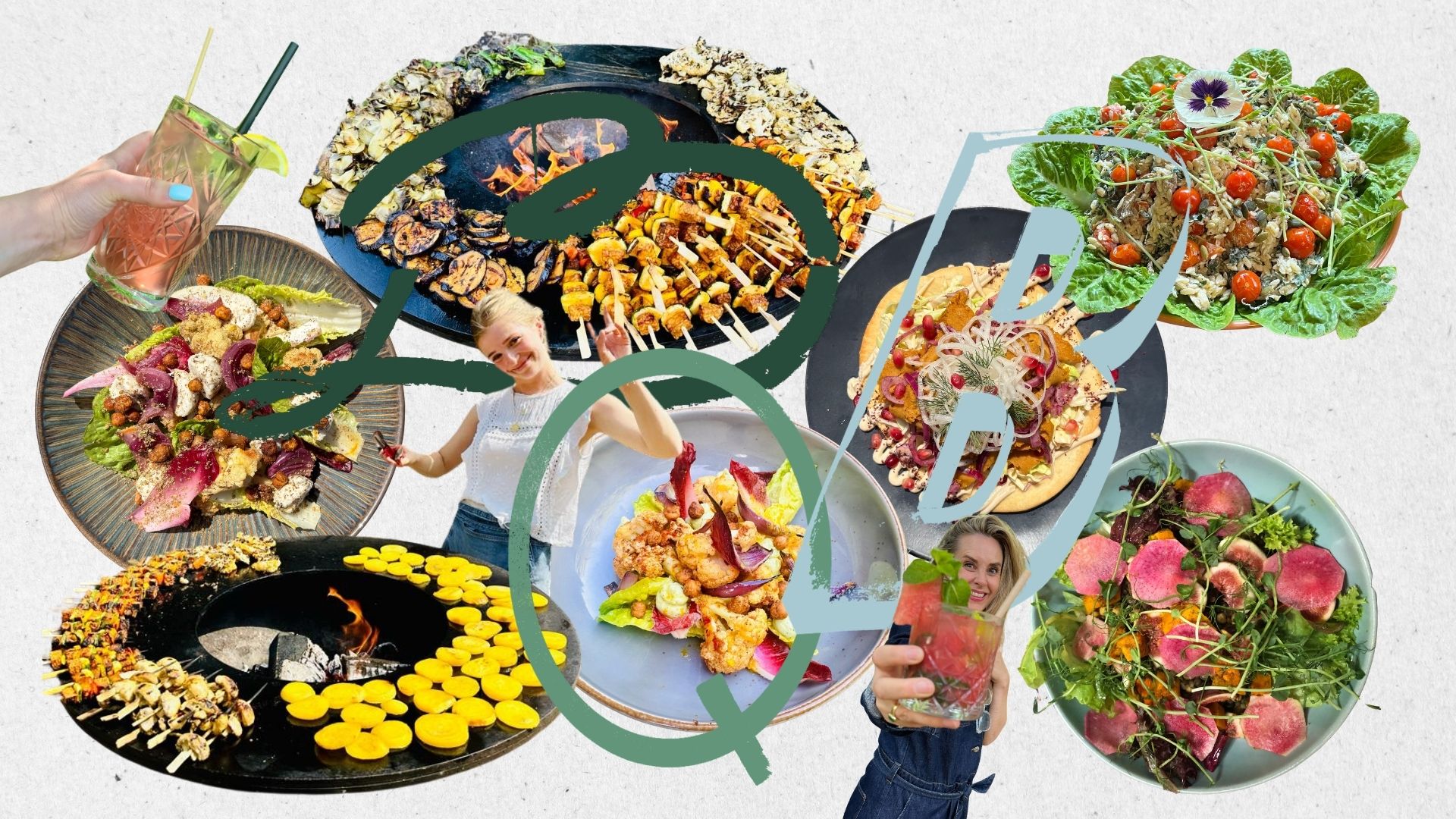 Collage van verschillende BBQ gerechten
