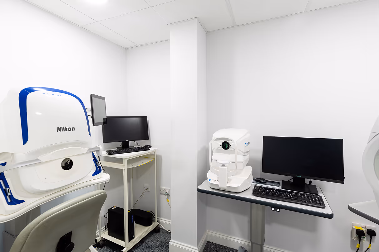 Medical imaging room with Nikon equipment and eye examination machines