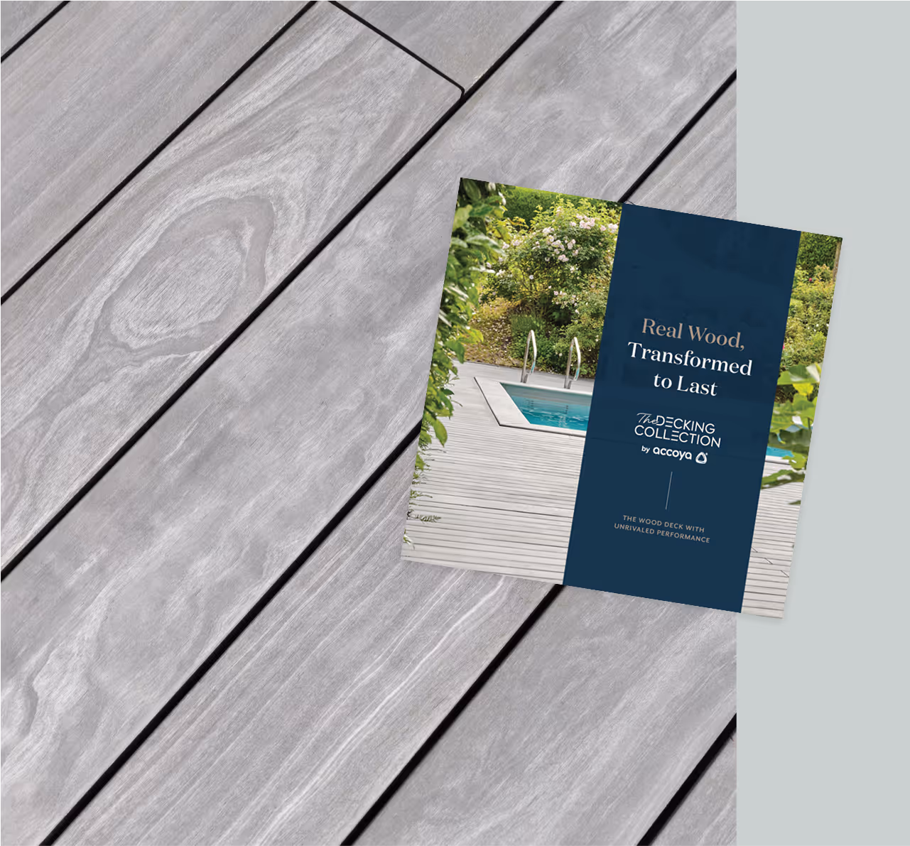 Accoya decking with the Accoya Decking Guide ontop.