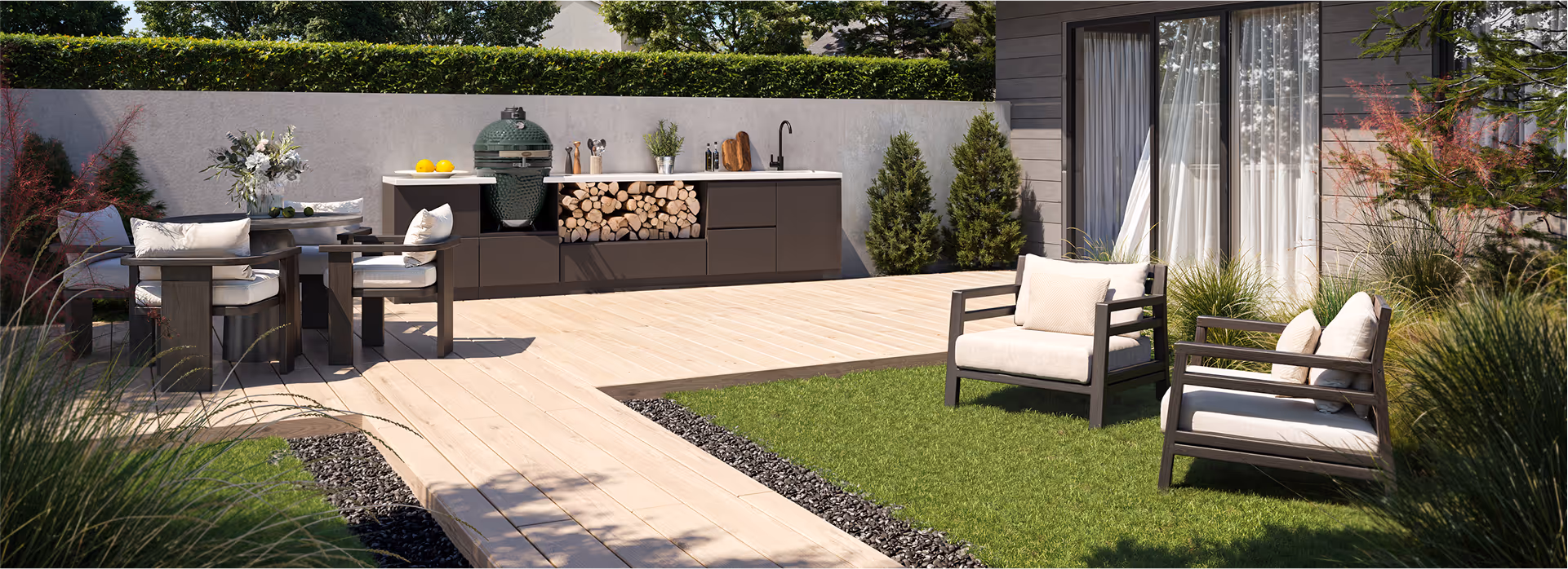 Accoya wood decking used in a garden