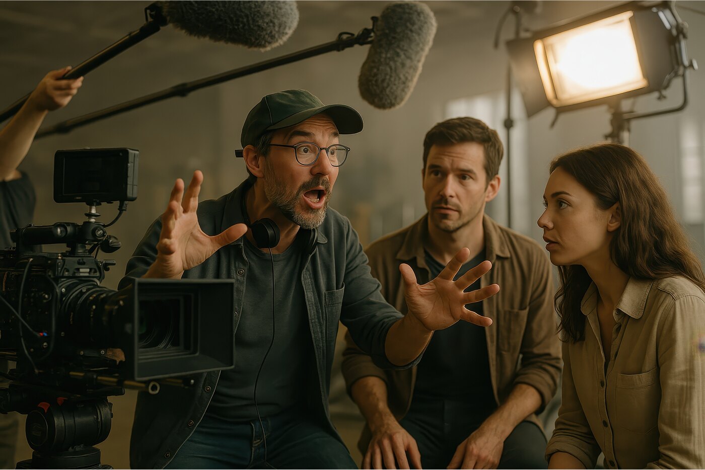 Film crew discussing