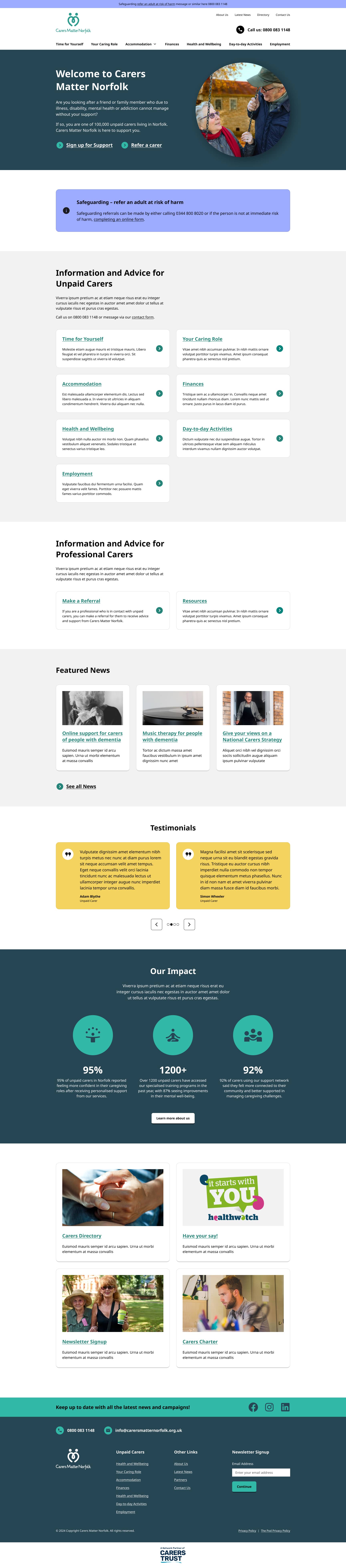 Website design for a carer support service