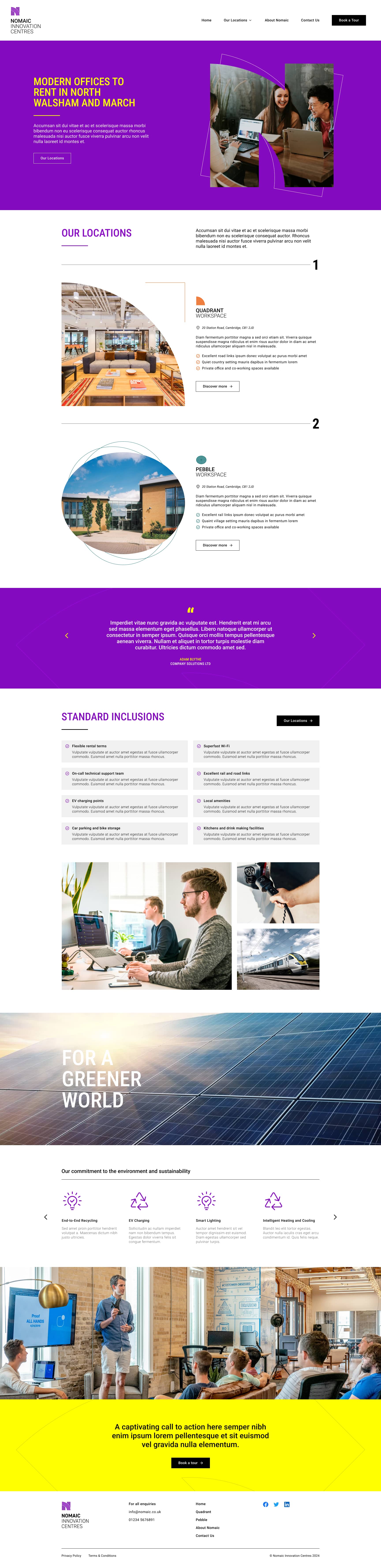 Web design project for a company offering office rentals and shared workspace solutions