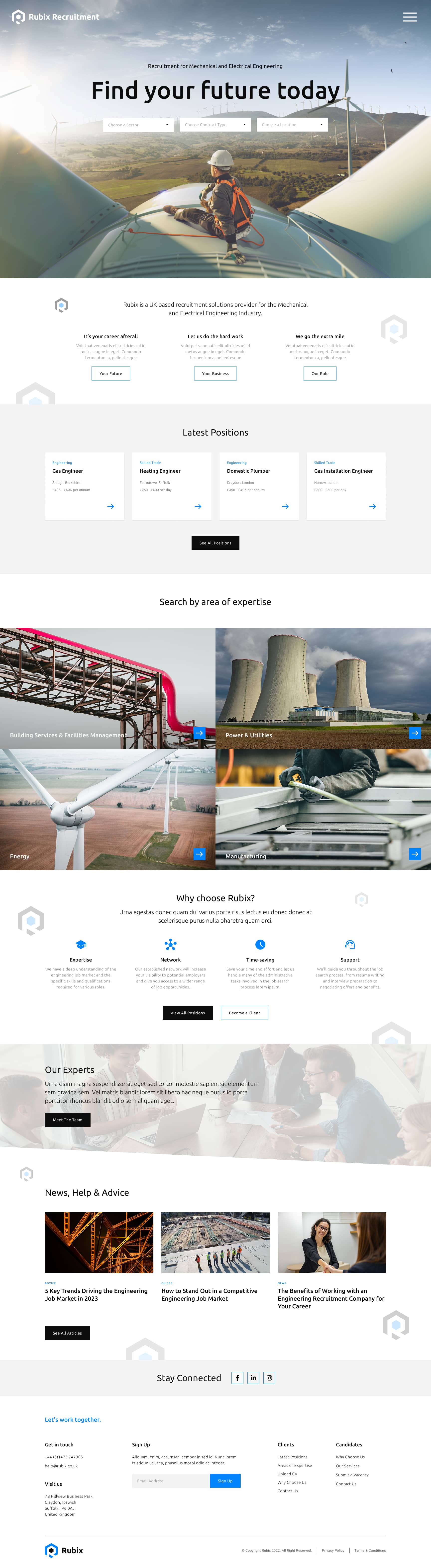 Web page design for a recruitment company
