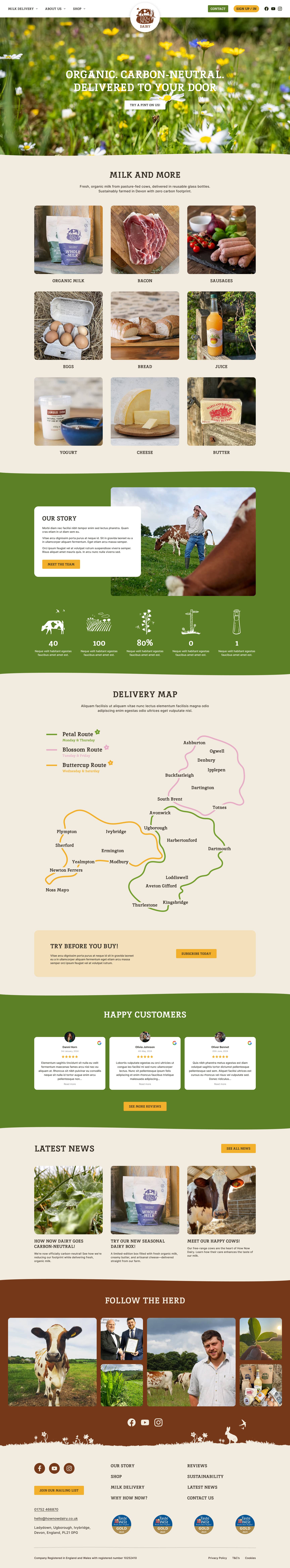 Web design for a carbon-negative dairy farm