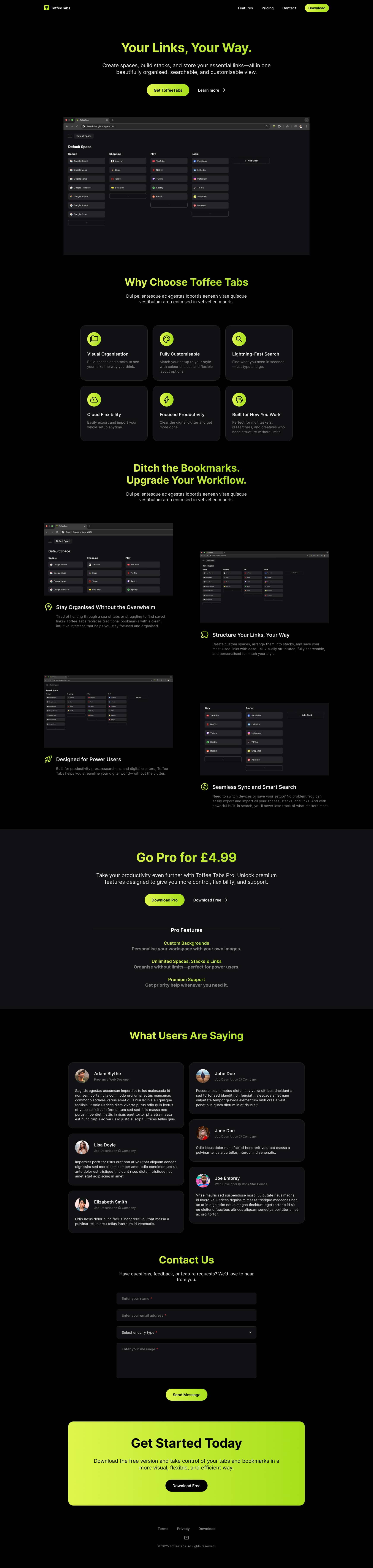 Browser extension web page design