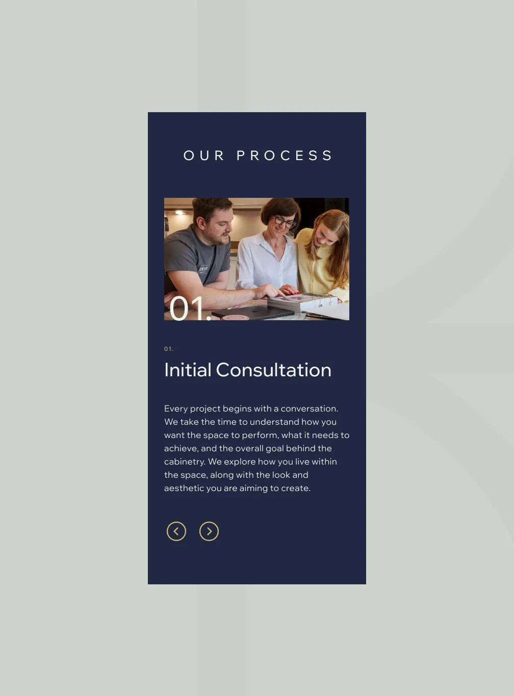 The streamlined step-by-step business process section stacked cleanly in a responsive mobile layout.