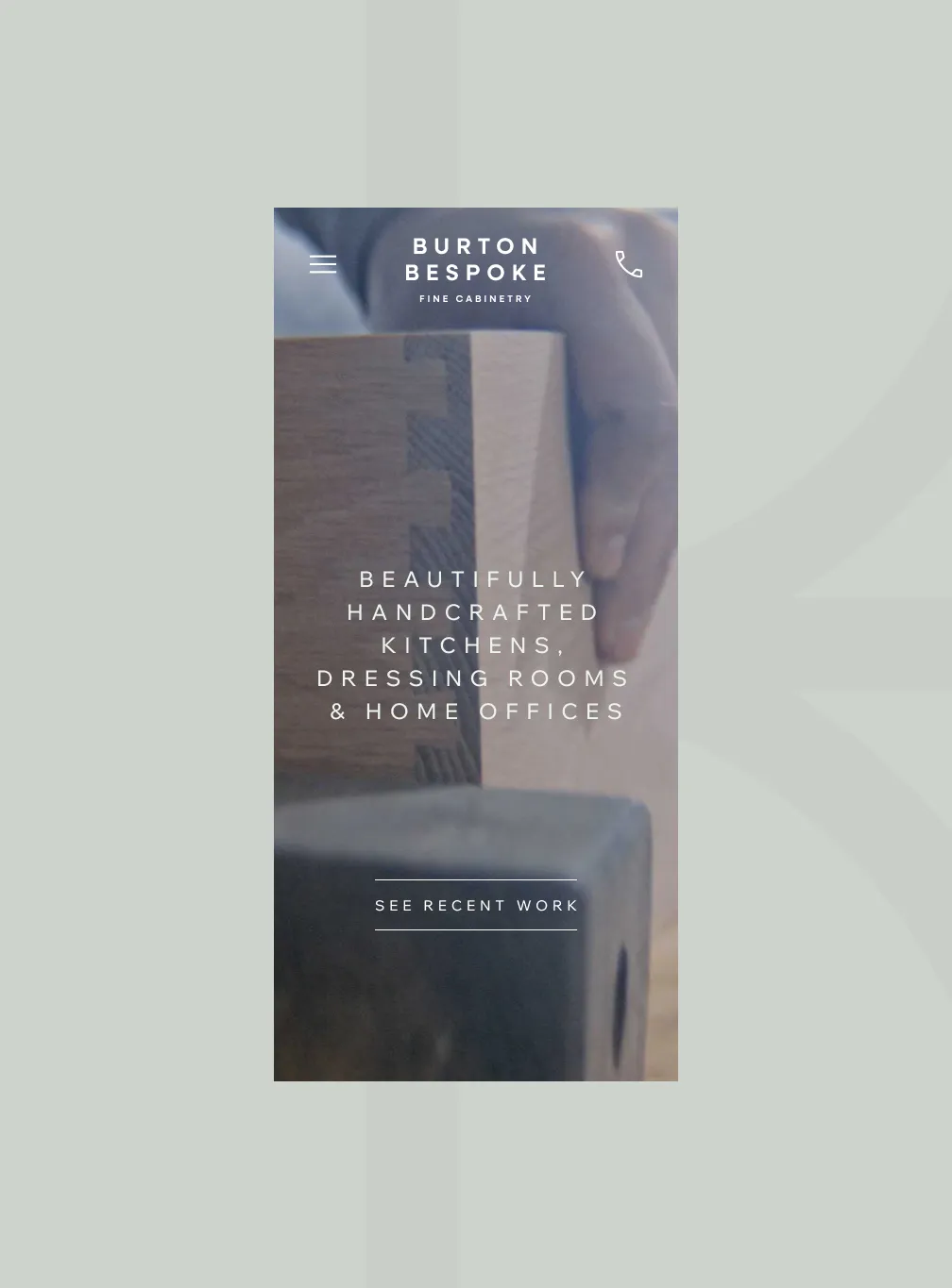 Responsive mobile layout of the Burton Bespoke homepage, displaying the full-height storytelling hero video optimised for mobile screens.