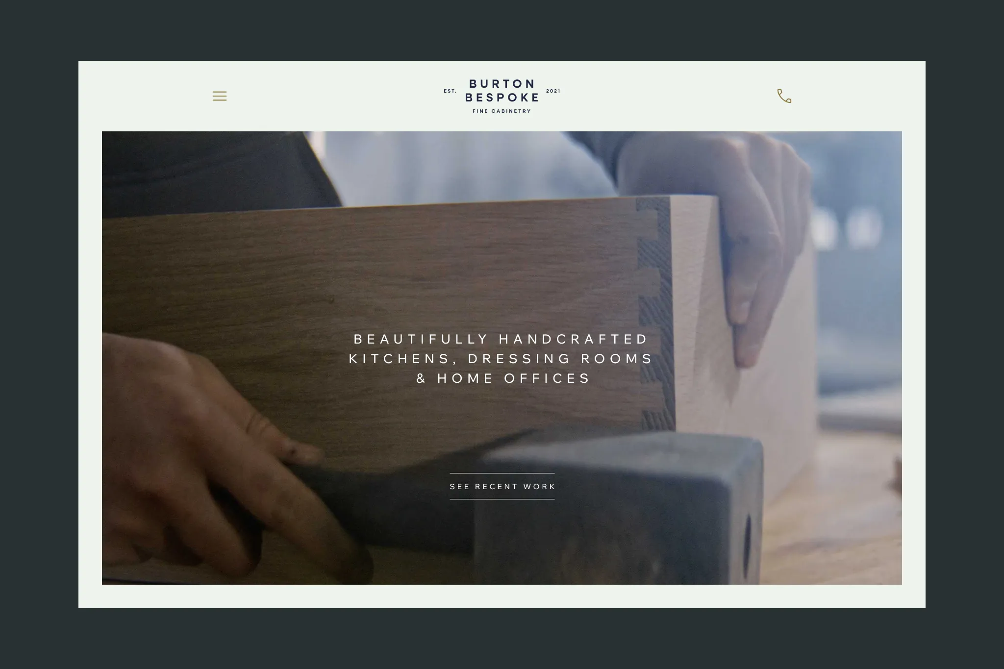 Burton Bespoke website desktop view showcasing the immersive, full-viewport hero banner with a cinematic background video.
