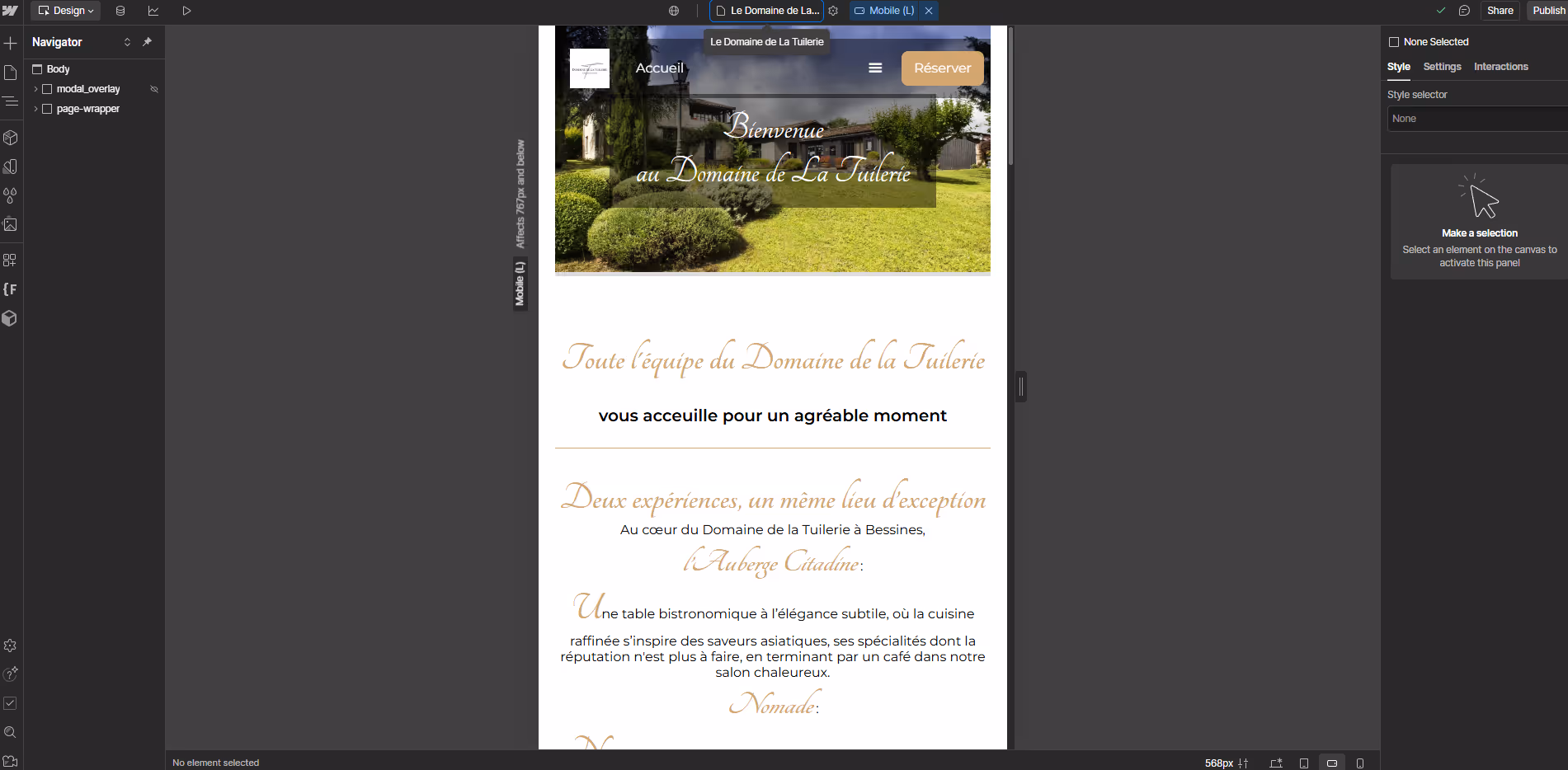 représentation du responsive dans webflow, format téléphone