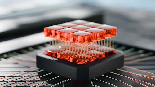 Semiconductor chip with embedded security – representing Kudelski Labs' chip-to-cloud protection and AI-powered edge innovations
