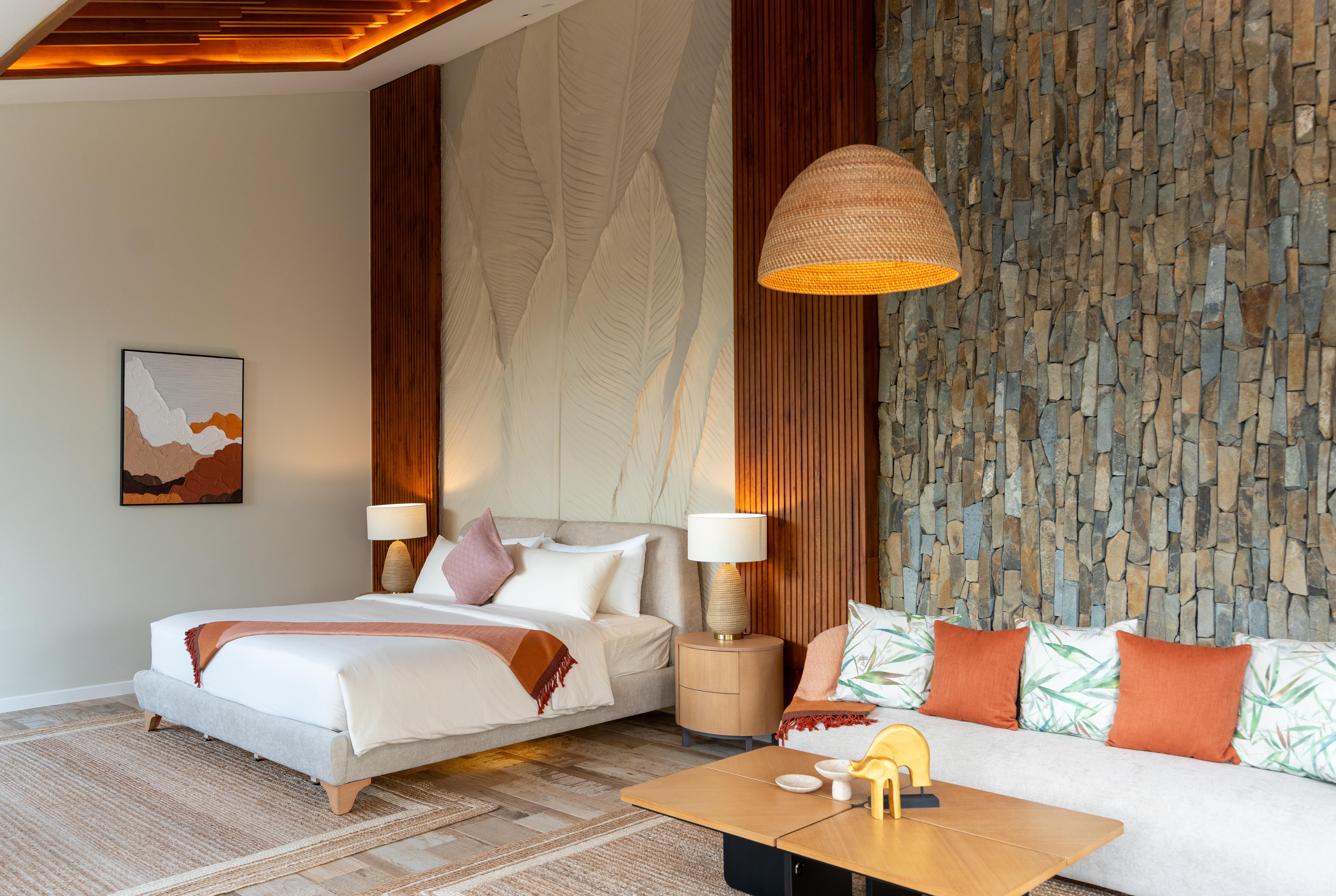 Hill villa bed and walls