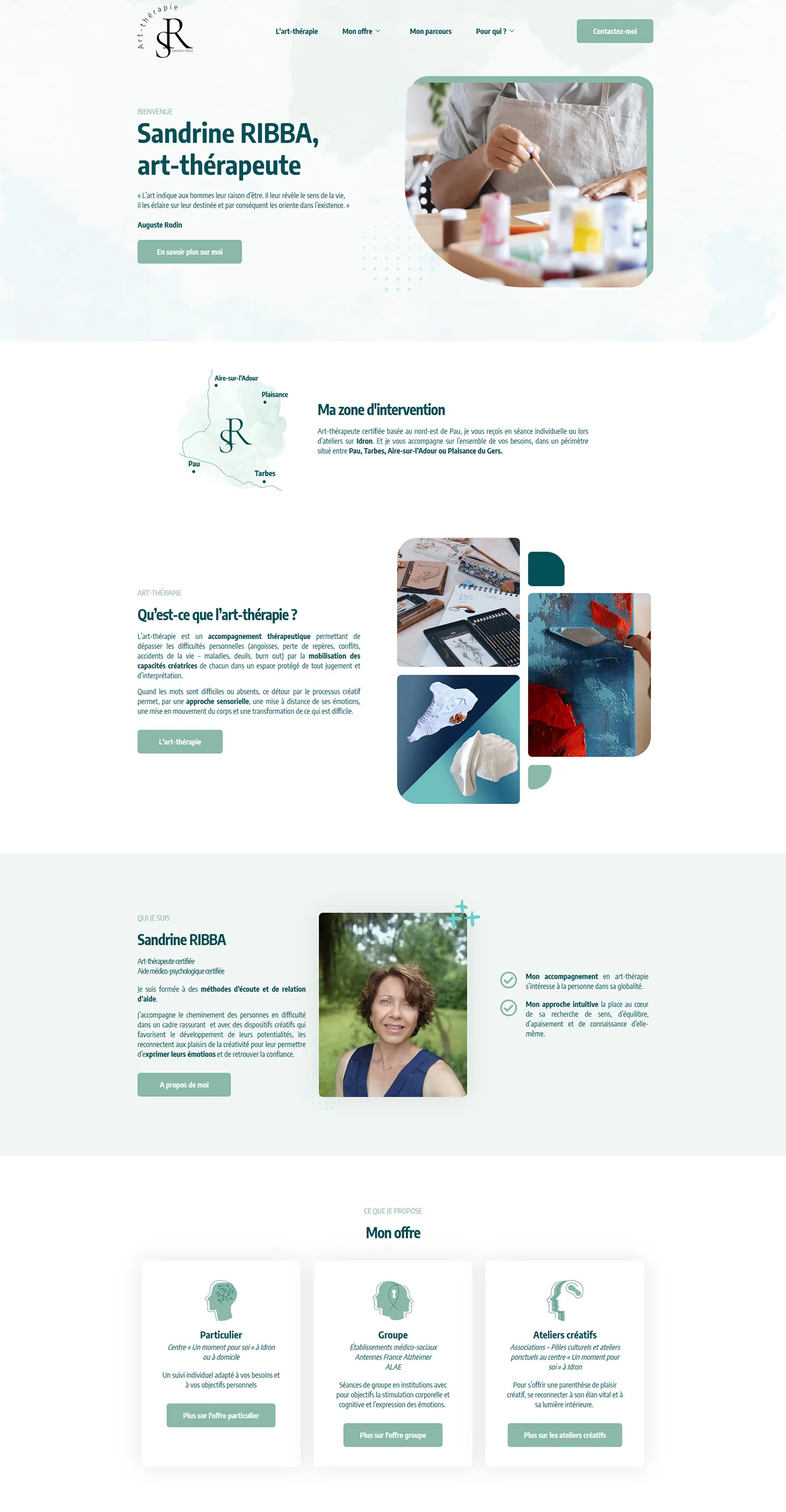Aperçu site web responsive personnel de santé art-thérapeute - Design moderne adapté mobile desktop