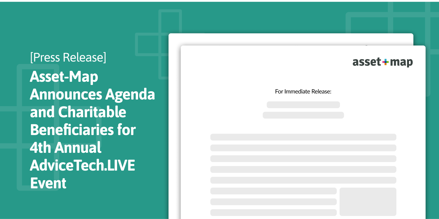 Press Release: Asset-Map Announces Announces Agenda and Charitable Beneficiaries for 4th Annual AdviceTech.LIVE Event
