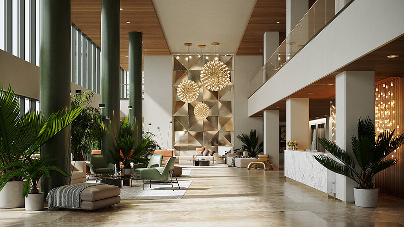 Vue 3D d'un lobby