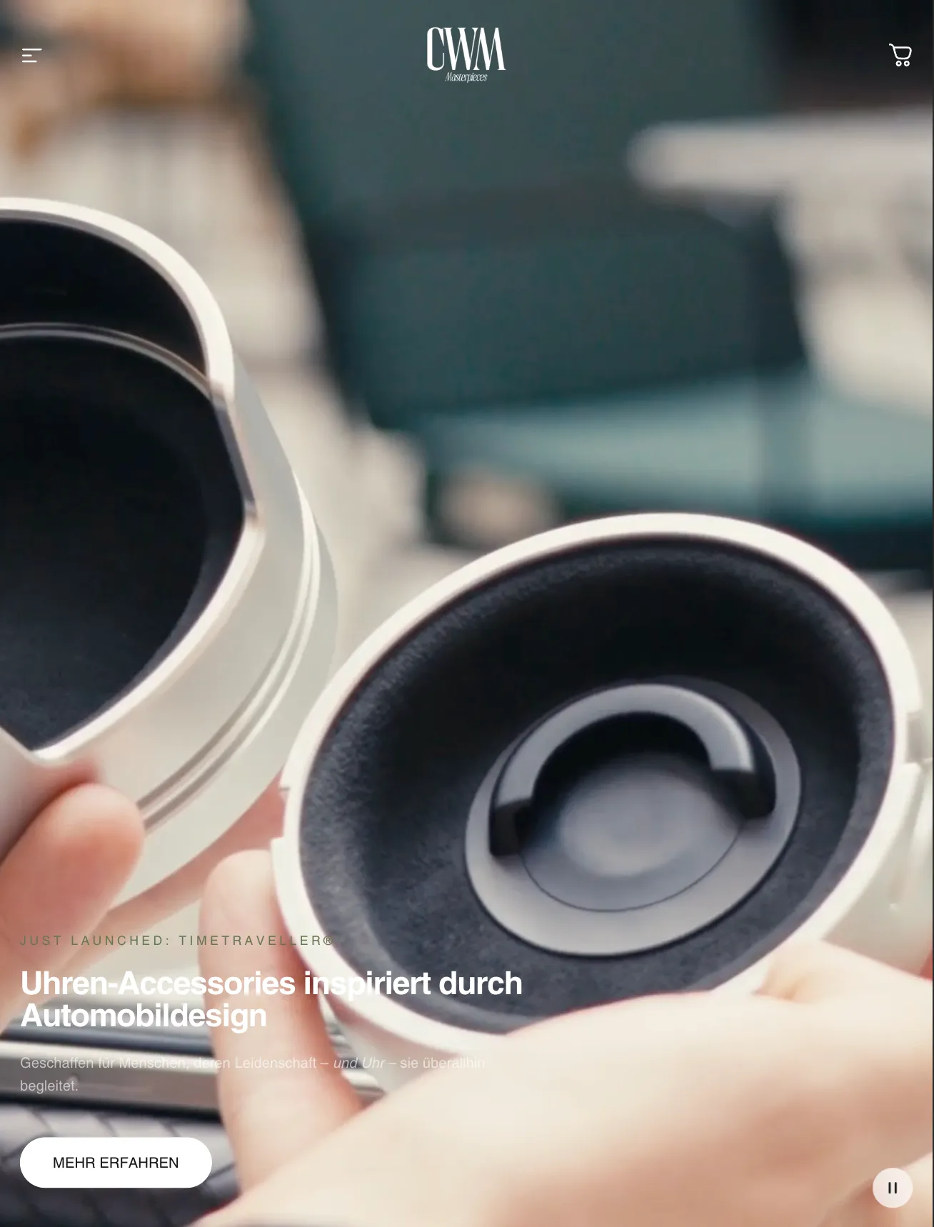 Desktop-Ansicht Online Shop für CWM Masterpieces, E-Commerce-Lösung mit Shopify und Branding durch Blueprint Hamburg