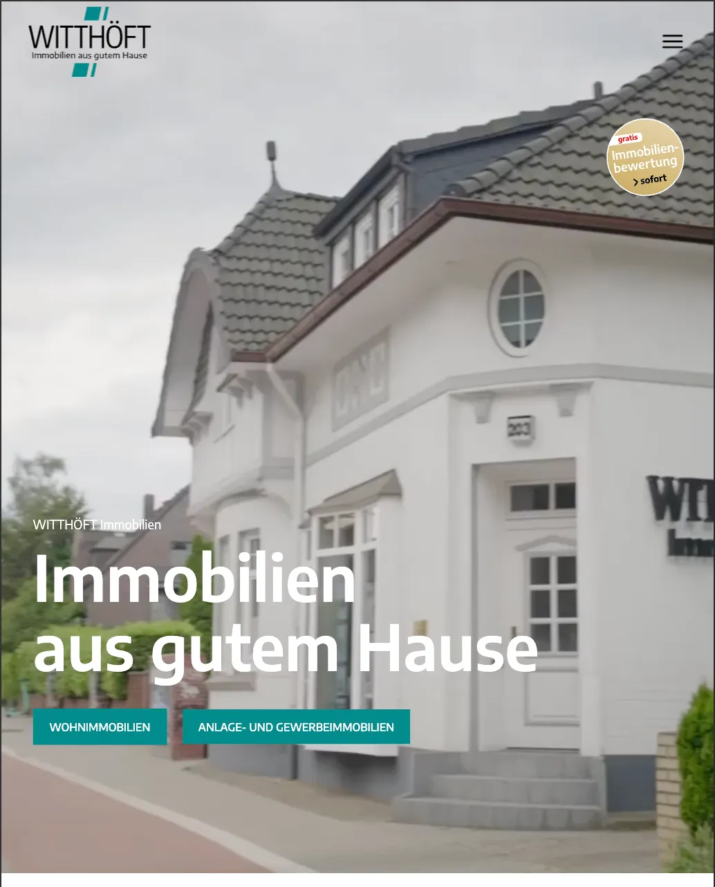Responsive Design-Ansicht für Witthöft Immobilien: Innovative Nutzerführung und Branding durch Blueprint Webdesign Hamburg