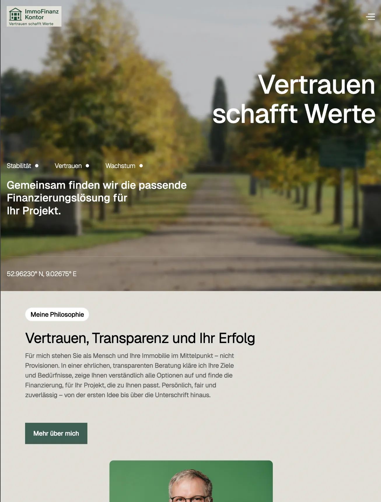 Mobile Website Screenshot: Mobile-first Webentwicklung für ImmoFinanzKontor durch Blueprint Webdesign Hamburg