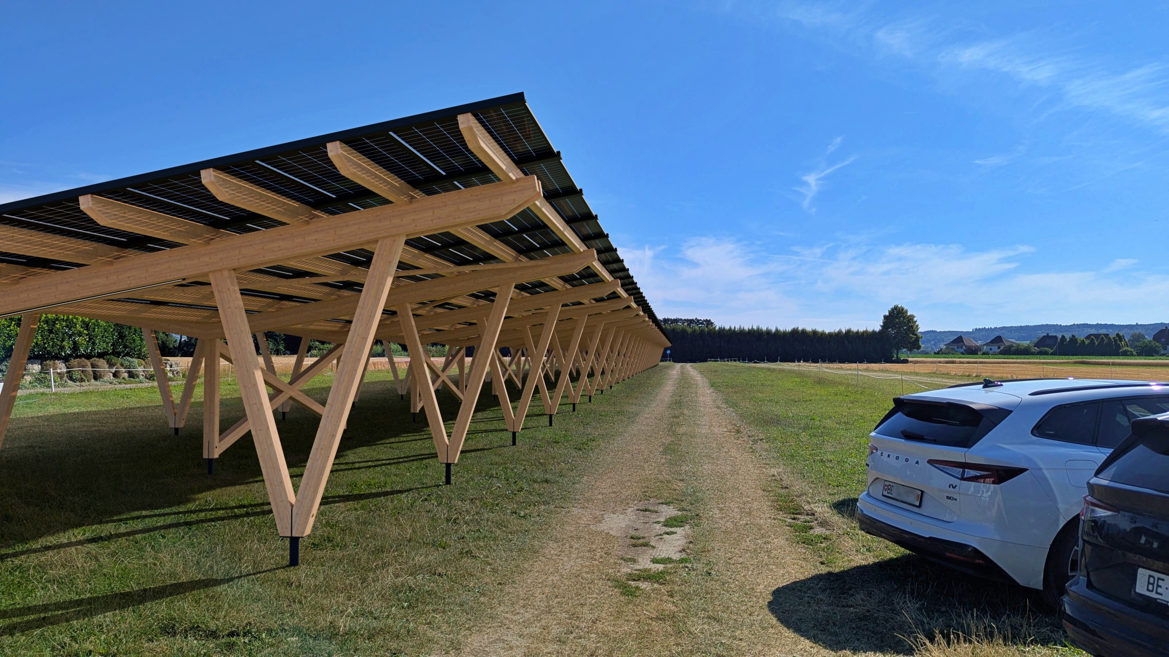 Den Parkplatz des Schwimmbads aufwerten und die Gemeinde und ihre Einwohner mit lokal erzeugtem Strom versorgen.