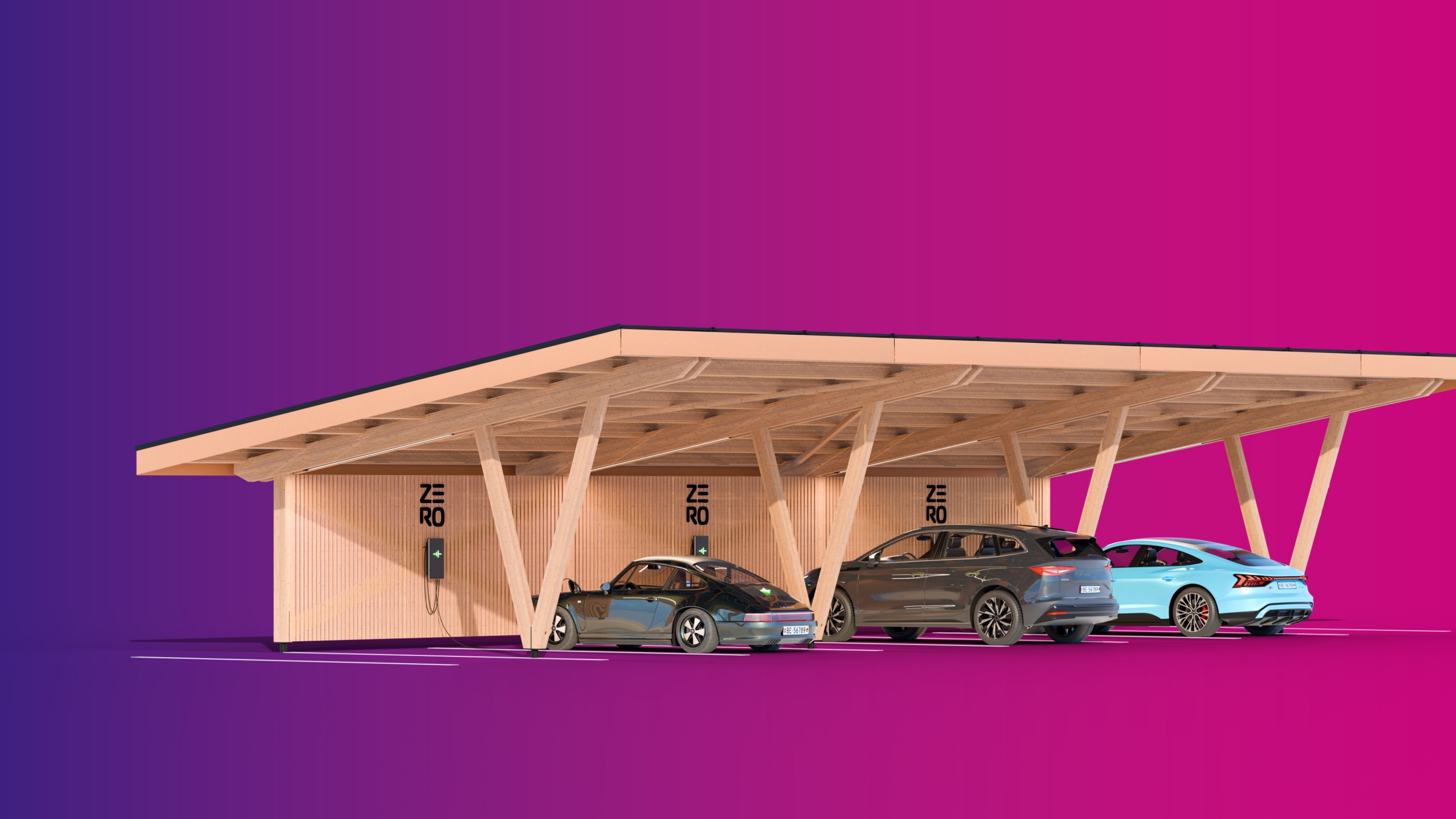 Die Fahrzeugausstellung aufwerten, Fahrzeuge vor Hagel schützen und erneuerbare Energie erzeugen.