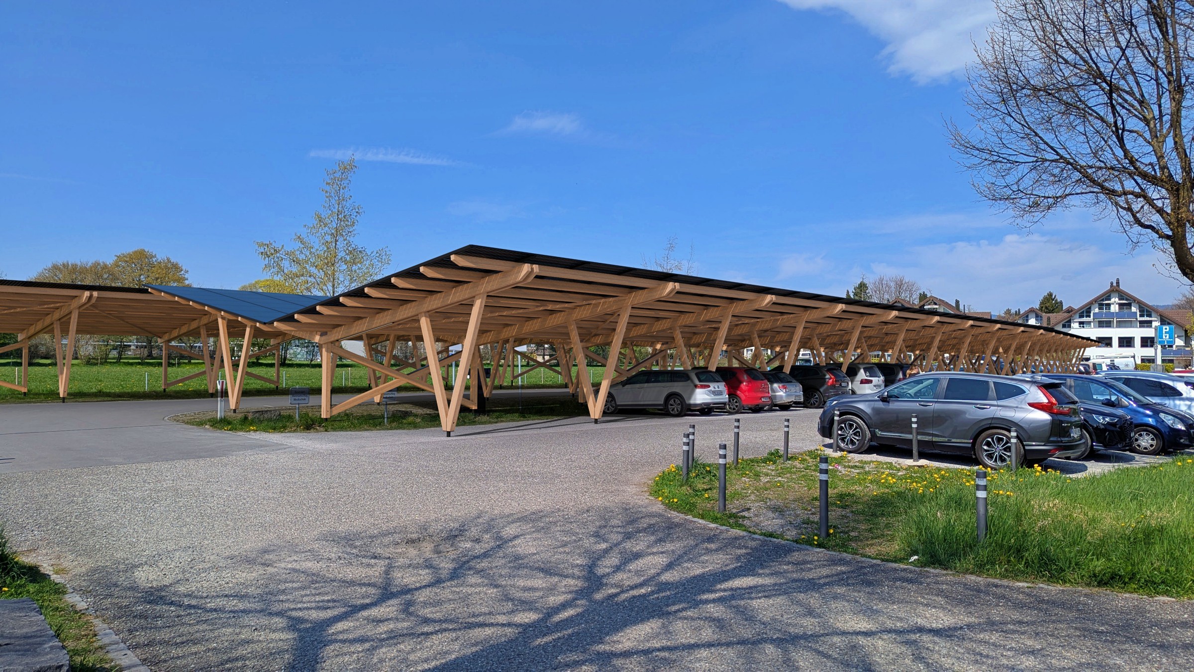 Den Parkplatz am Camping aufwerten und Camper, Gastronomie, Industrie und Anwohner mit lokal erzeugtem Strom versorgen.